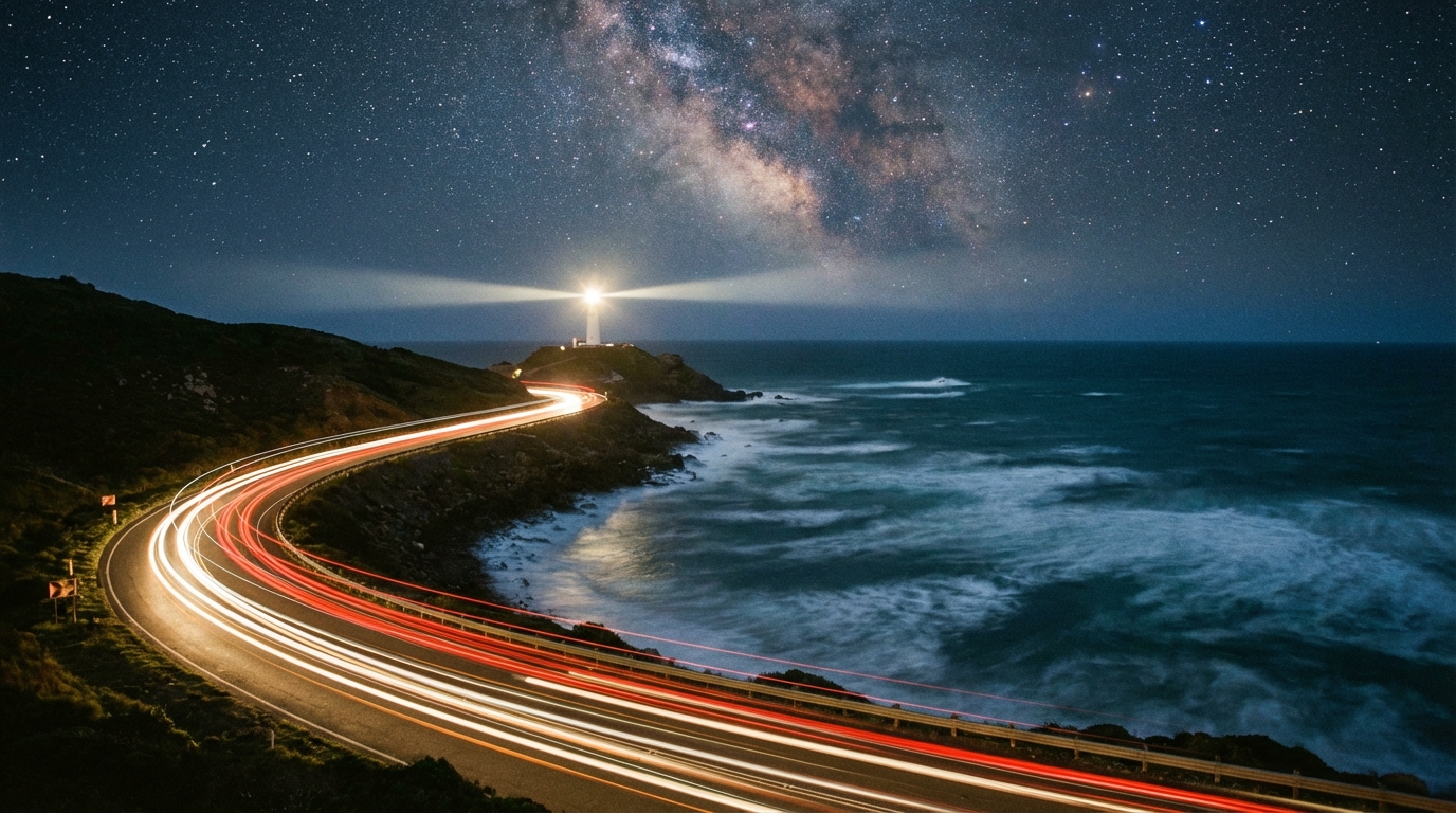 uzun pozlama ile çekilmiş bir fotoğraf